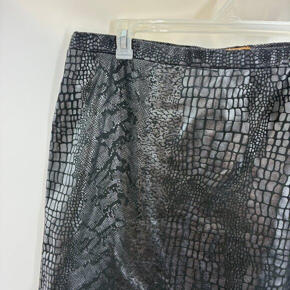 Ellen Tracy Womens Size L Black Metallic Snakeskin Pencil Skirt Stretch Pull On - Picture 2 of 6